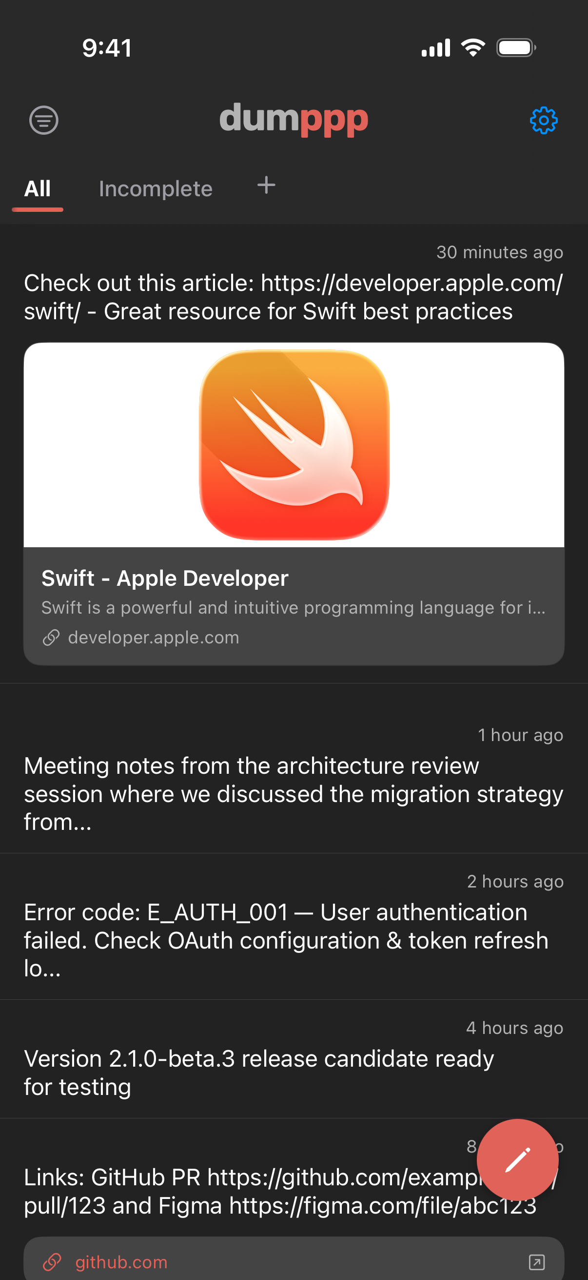 dumppp app screenshot